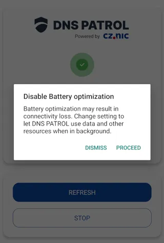 Warning about background data restrictions.