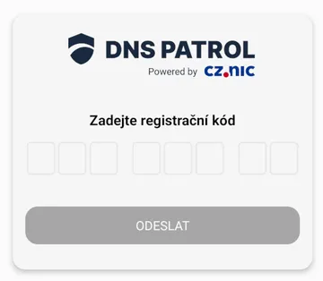 Zadání registračního kódu po prvním spuštění.