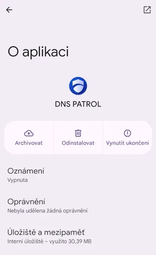 Informace o aplikaci DNS PATROL.