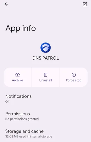 DNS PATROL app info.