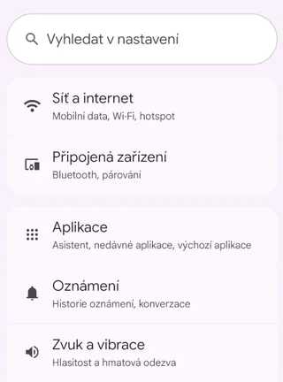 Nastavení zařízení.