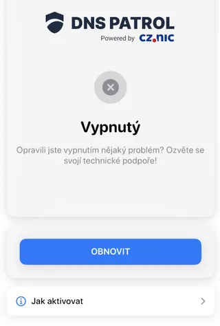 Stav Vypnutý.