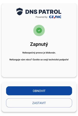 Stav Zapnutý.