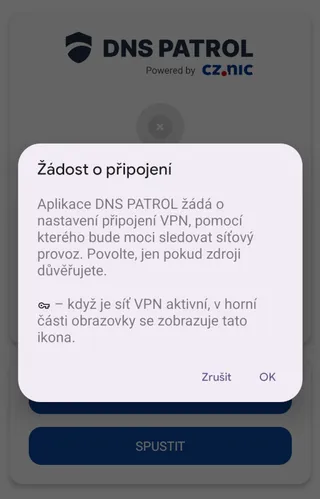 Systémová žádost o povolení VPN připojení.