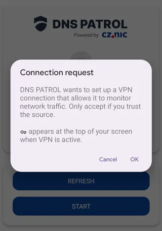 The system request to allow the VPN connection.